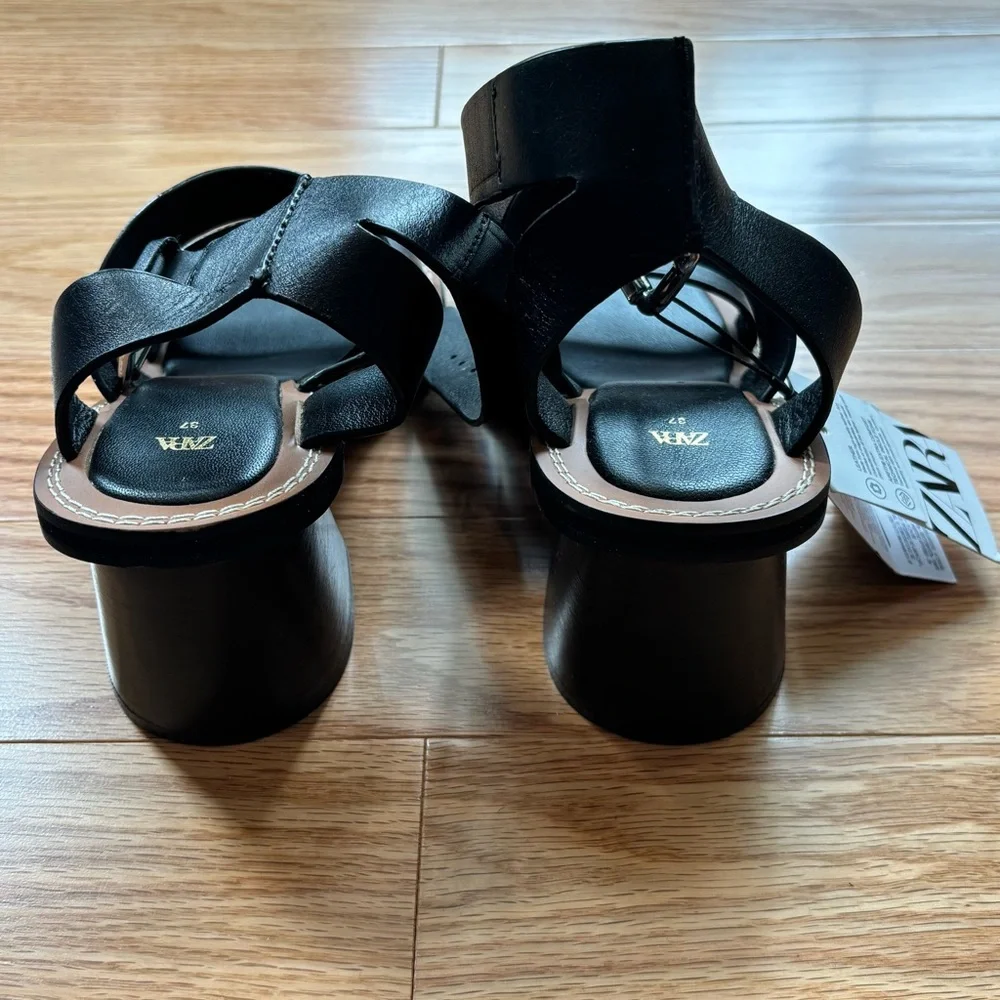 Zara Strappy Black Sandals for Women - Picture 3 of 12